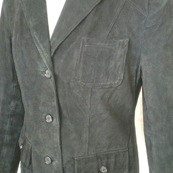 STYLE & CO SUEDE LEATHER Black JACKET blazer Coat - Picture 3 of 6